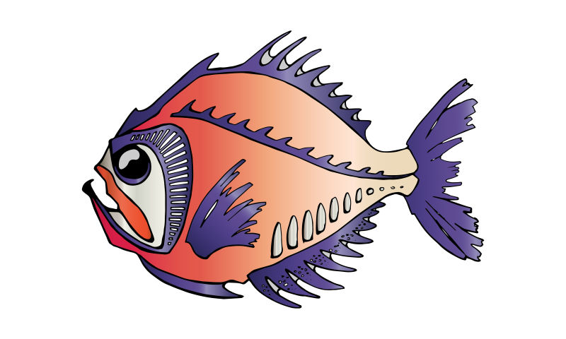 矢量热带食人鱼插图