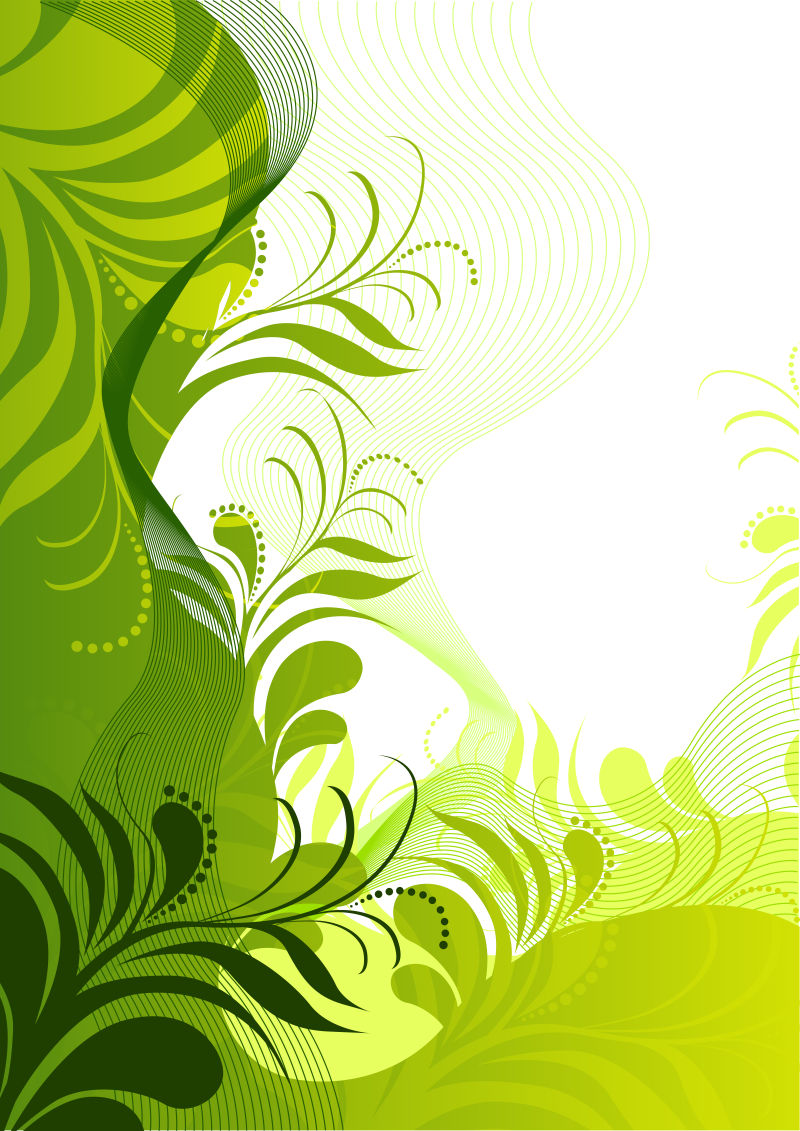 矢量抽象植物元素平面设计插图