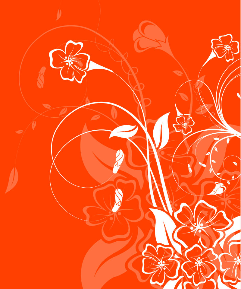创意矢量橙色植物抽象设计背景