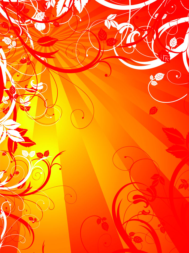 矢量橙色抽象植物元素插图背景