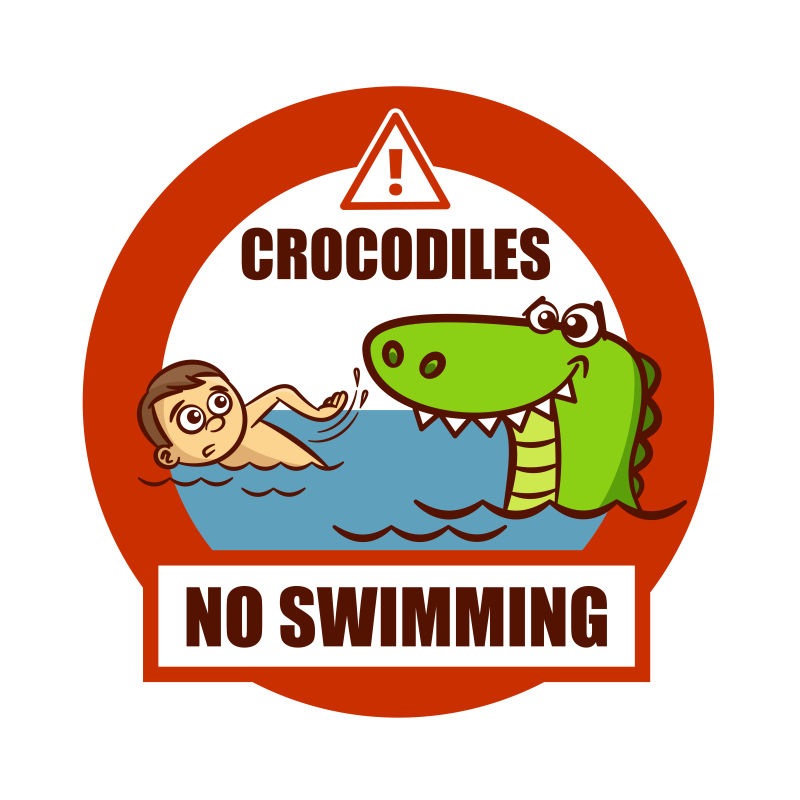 禁止游泳有鳄鱼矢量标志