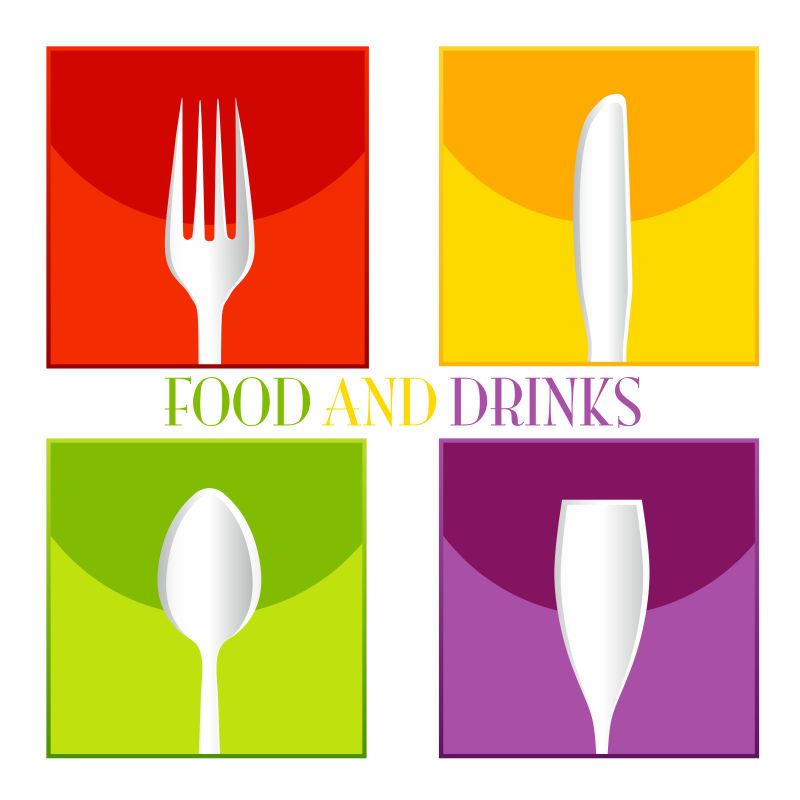 创意的彩色餐厅标志矢量设计