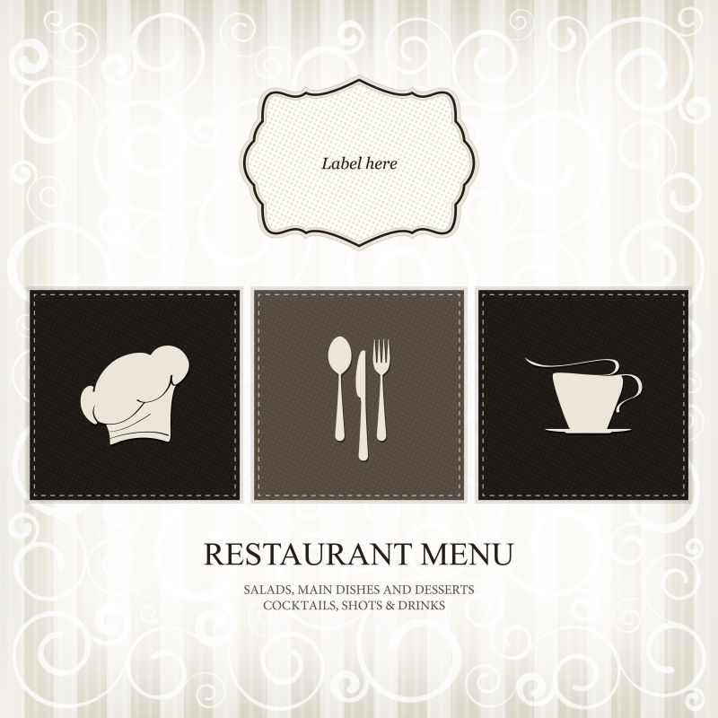 西式餐厅菜单封面设计矢量