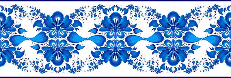 蓝色花朵菜单底纹矢量设计