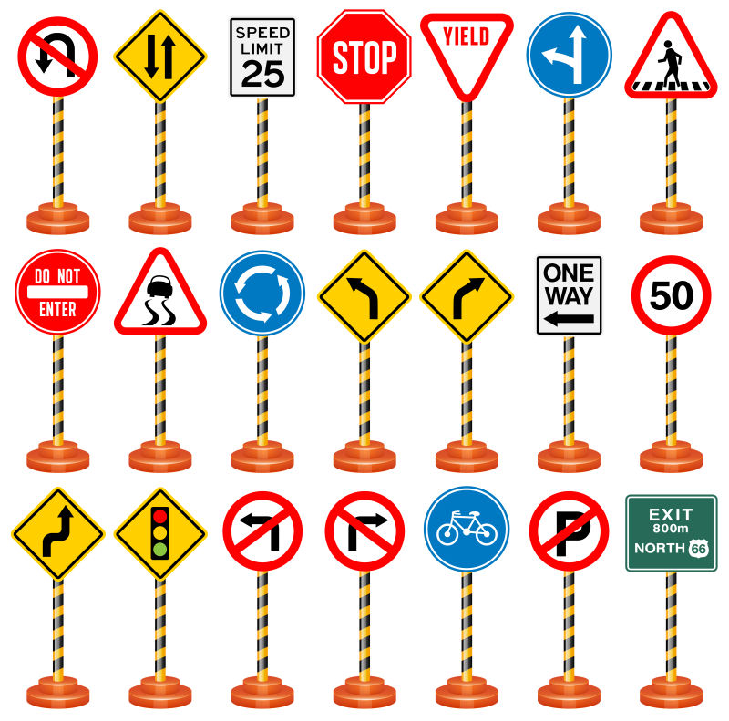 创意矢量道路交通标志设计