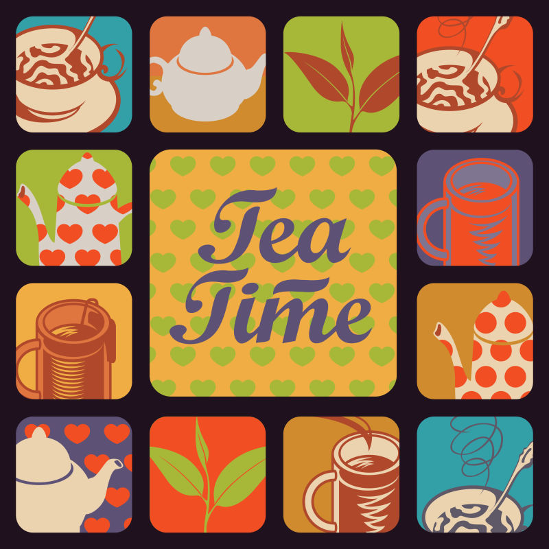 抽象矢量现代创意茶叶元素海报