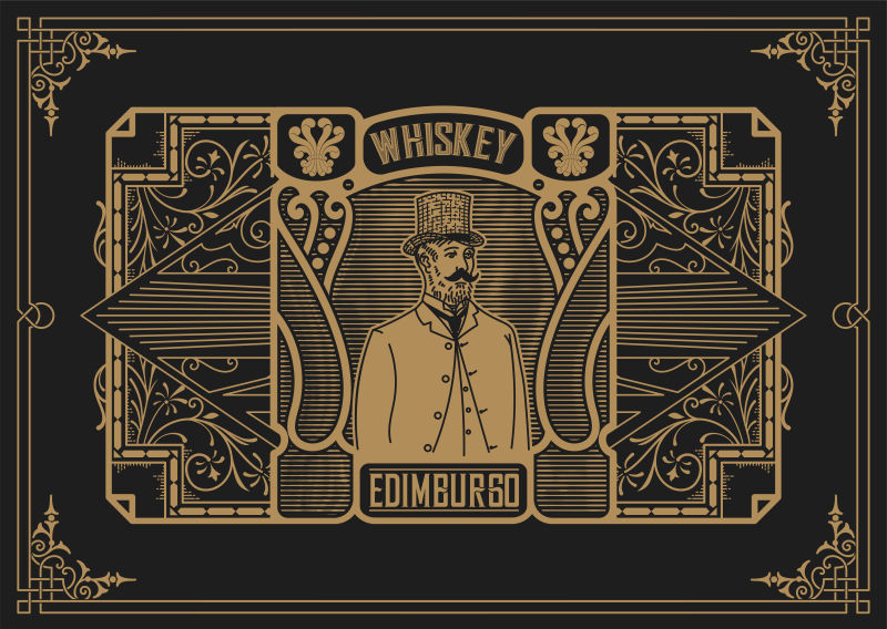 创意矢量威士忌标签设计