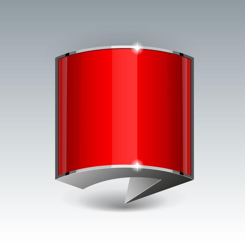 红色抽象元素的金属横幅设计矢量
