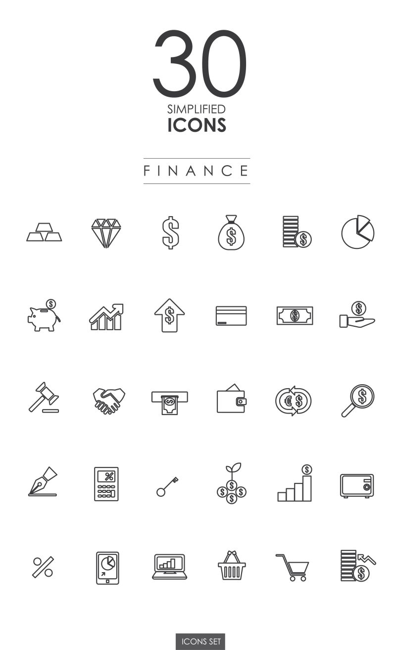 矢量30简化金融图标设计