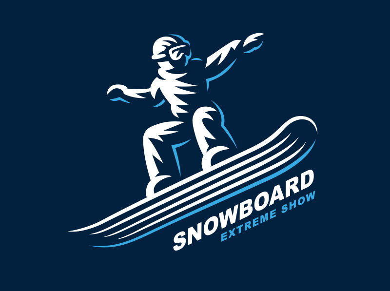 有人的滑雪板徽标矢量