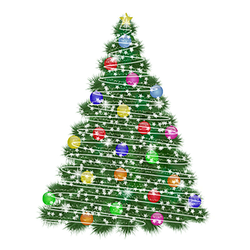 绿色圣诞树装饰矢量图