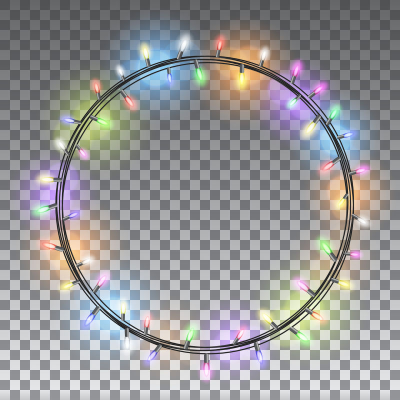 矢量彩色圣诞灯光光圈的设计元素