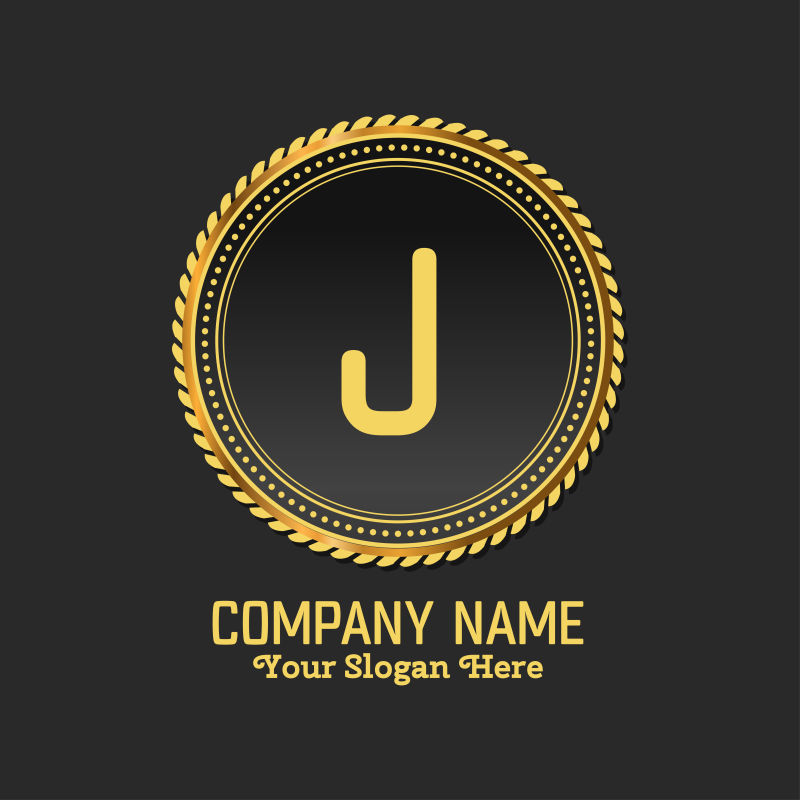 抽象矢量字母j的金色标志设计
