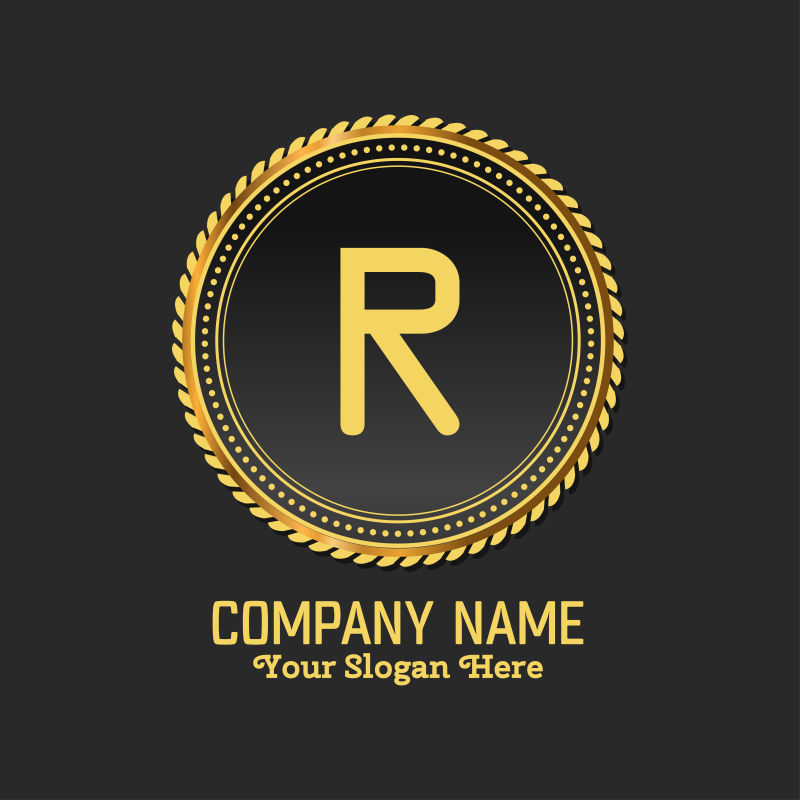 抽象字母r的矢量金色公司标志设计