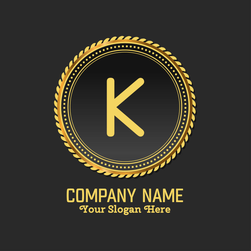 抽象矢量金色字母k的标志设计