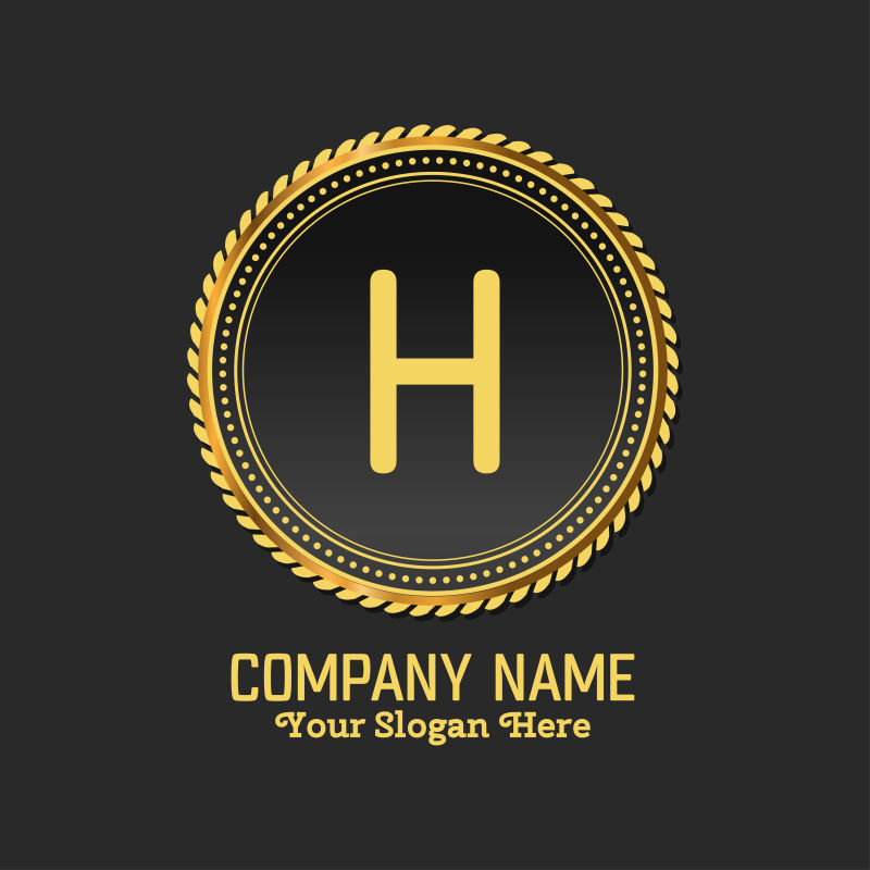 矢量金色字母h的创意公司标志设计