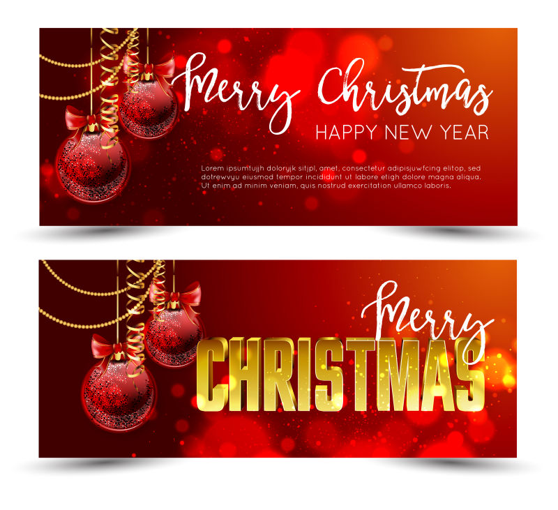 圣诞节销售横幅红色和金色元素的样板设计矢量