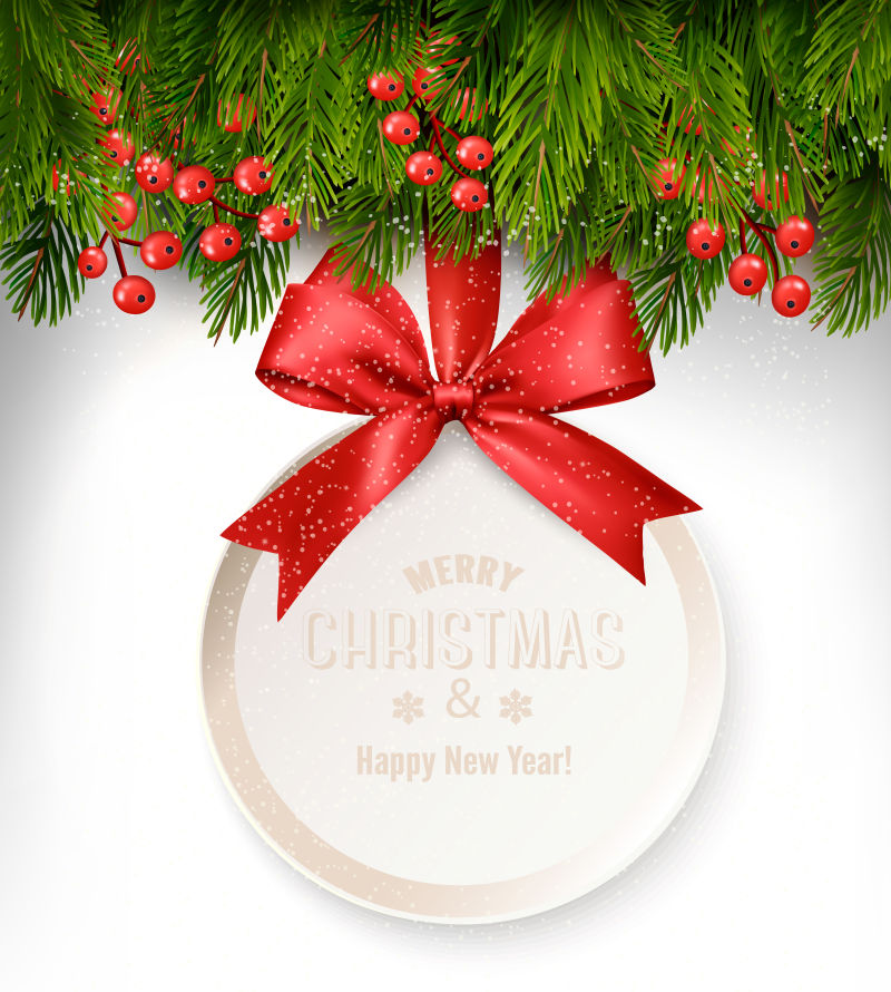 矢量圣诞背景有礼品卡和树枝