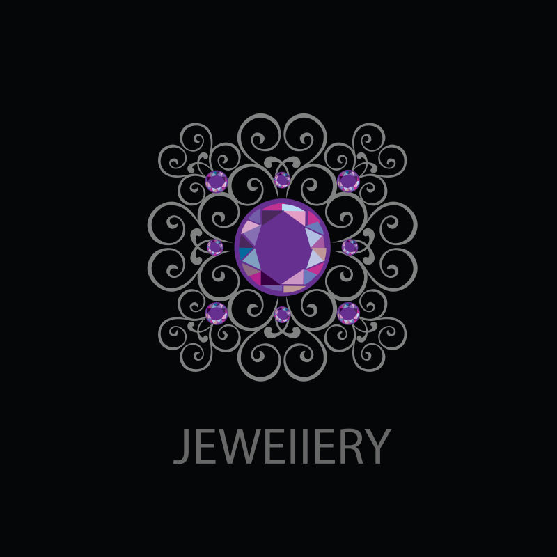矢量紫色创意宝石标志设计