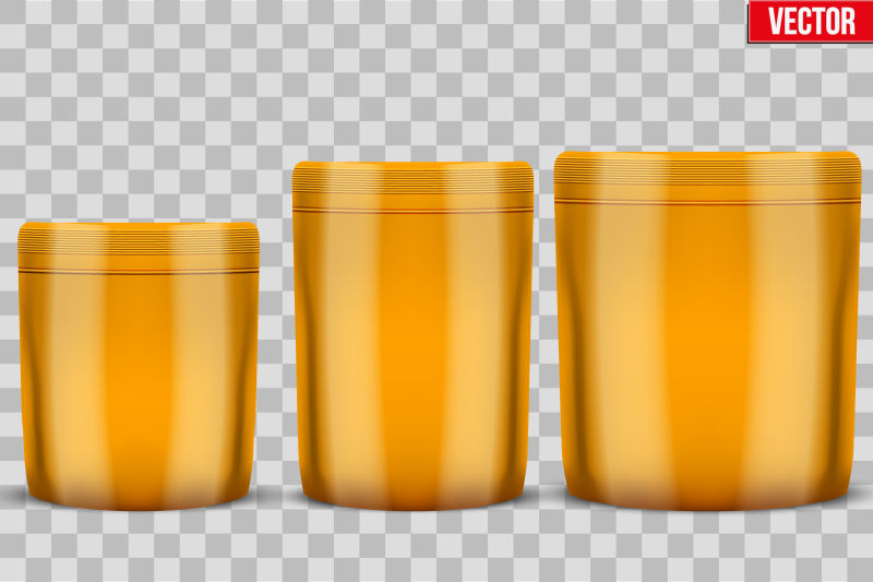 橙色乳清蛋白包装罐矢量插图