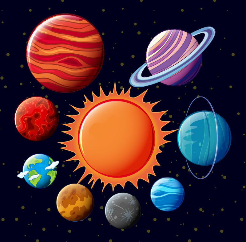 太阳系行星矢量插图