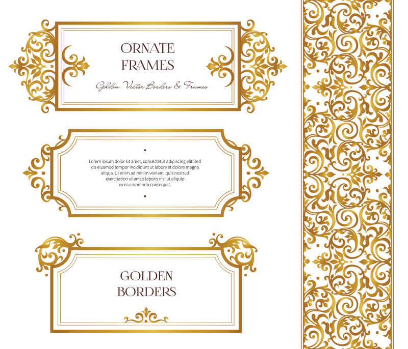 矢量金色华丽的小册子装饰设计元素