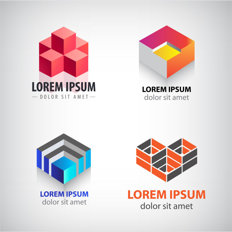 彩色三维立方体矢量创意logo设计