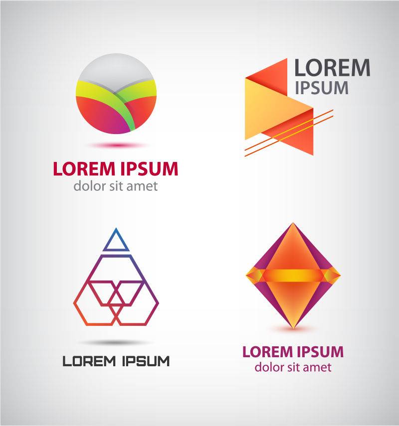彩色几何矢量创意logo设计