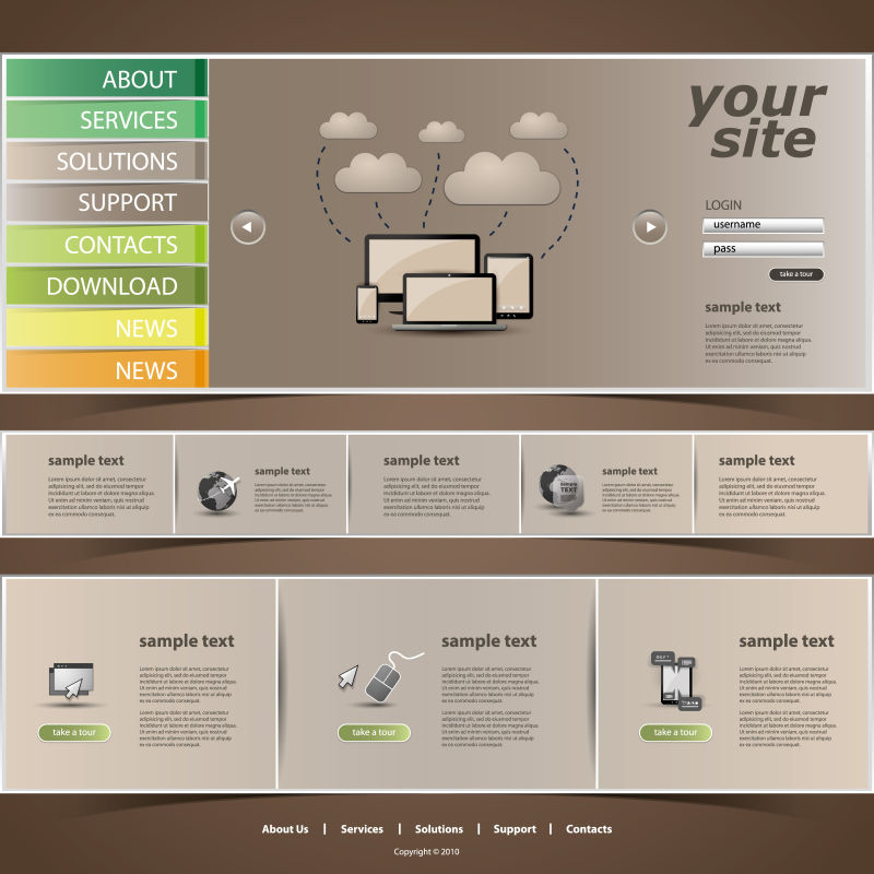 创意矢量商业网站页面平面设计