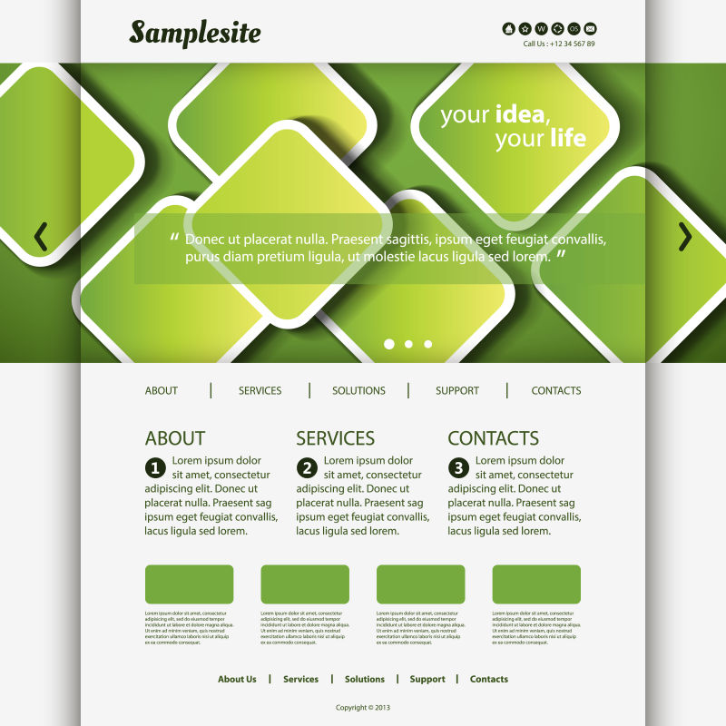 创意矢量绿色现代网站页面设计