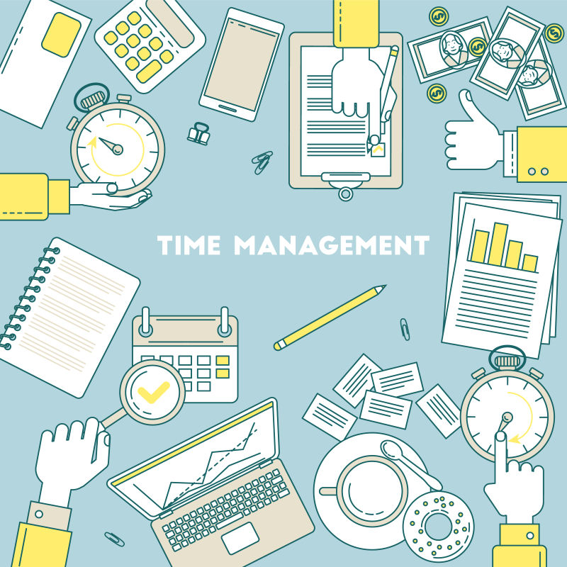 时间管理概念插图矢量设计