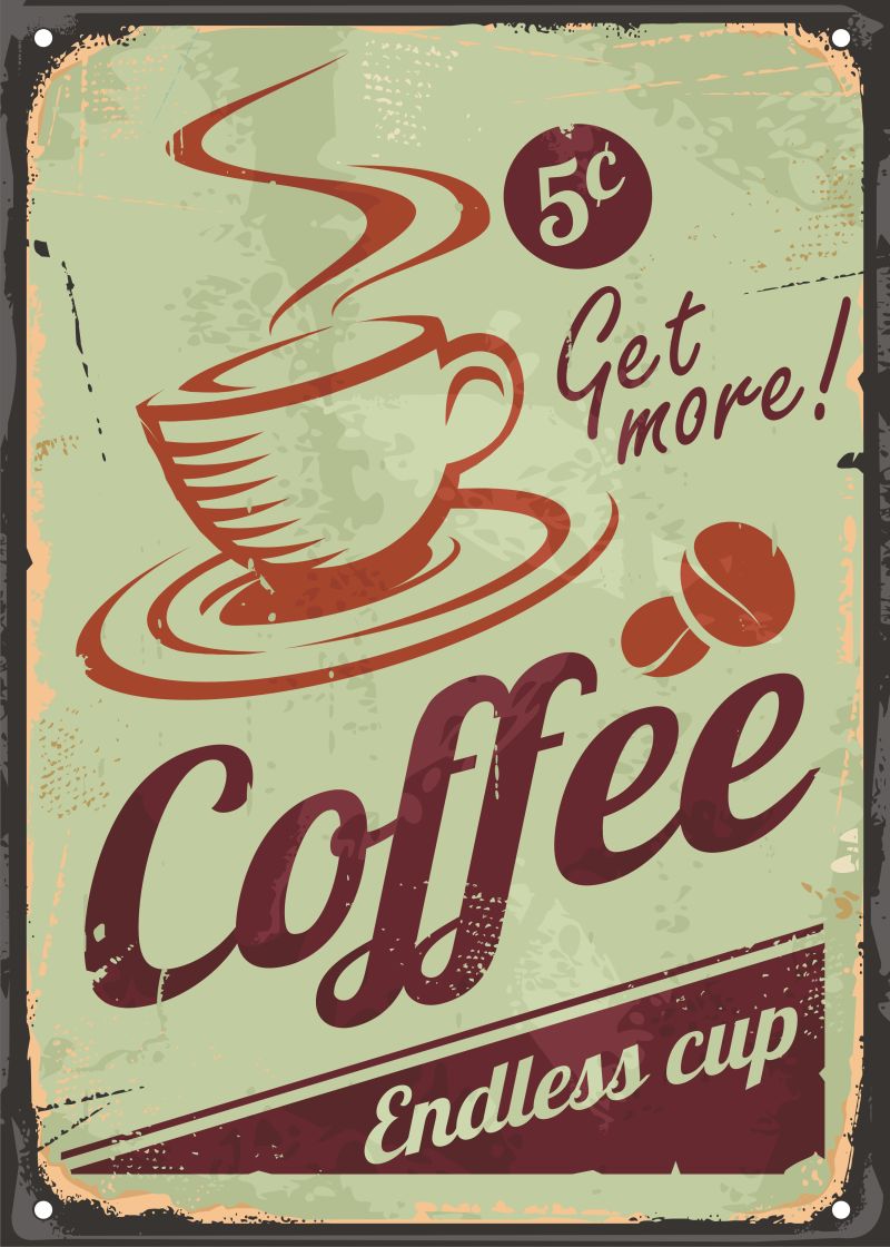 创意矢量复古咖啡元素的标志设计