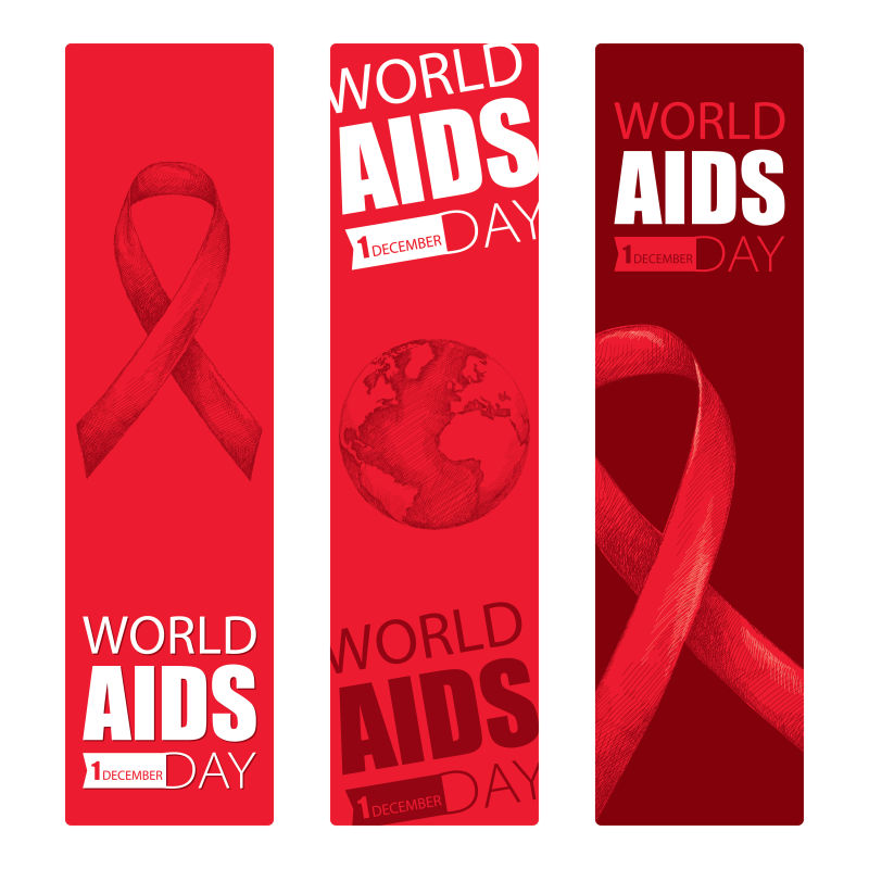 艾滋病红丝带横幅矢量设计