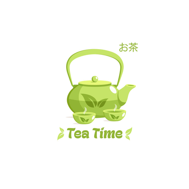 矢量设计绿色茶壶