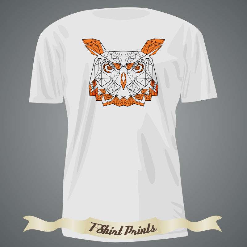 猫头鹰线形设计T恤矢量插图