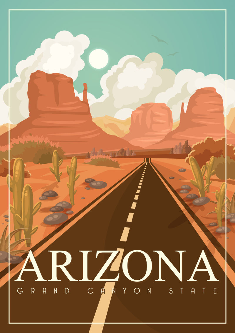 亚利桑州旅游海报矢量设计