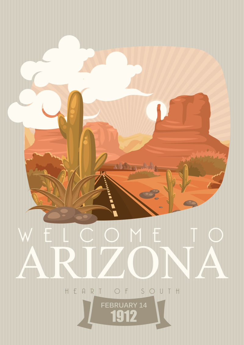 亚利桑那州的旅游海报矢量设计