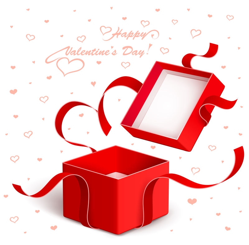 矢量的情人节红色礼盒