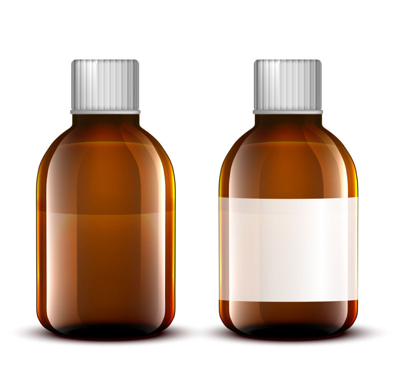创意棕色玻璃医用药瓶设计矢量