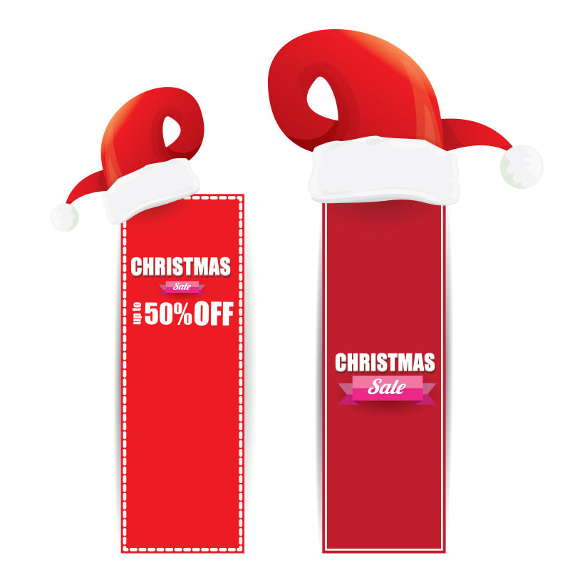 红色圣诞帽商品销售标签设计矢量