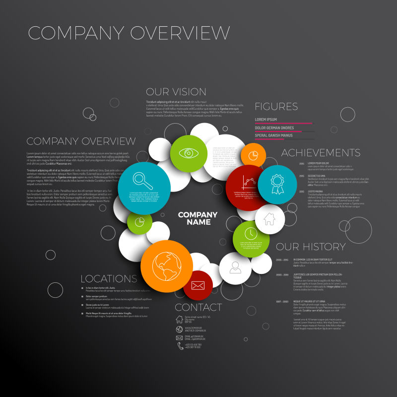 矢量的公司商业宣传信息图表概要设计