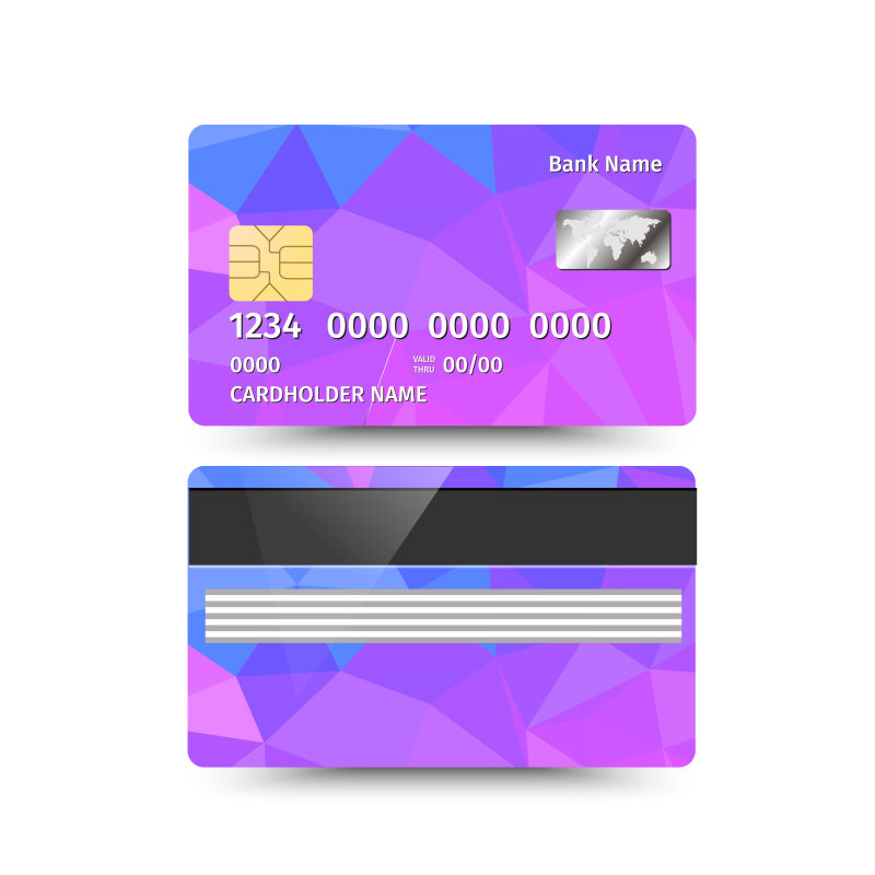 矢量紫色信用卡正面及背面设计