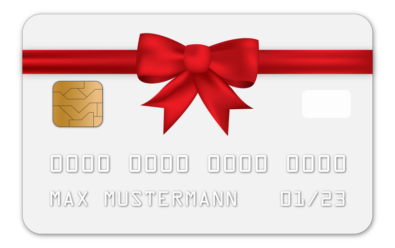 矢量红色蝴蝶结的白色信用卡设计