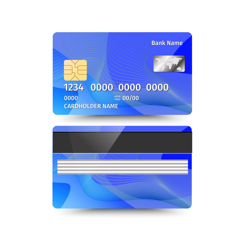 矢量蓝色信用卡正反面设计