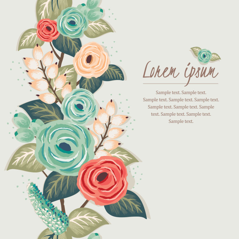创意矢量美丽花卉元素的设计装饰卡片