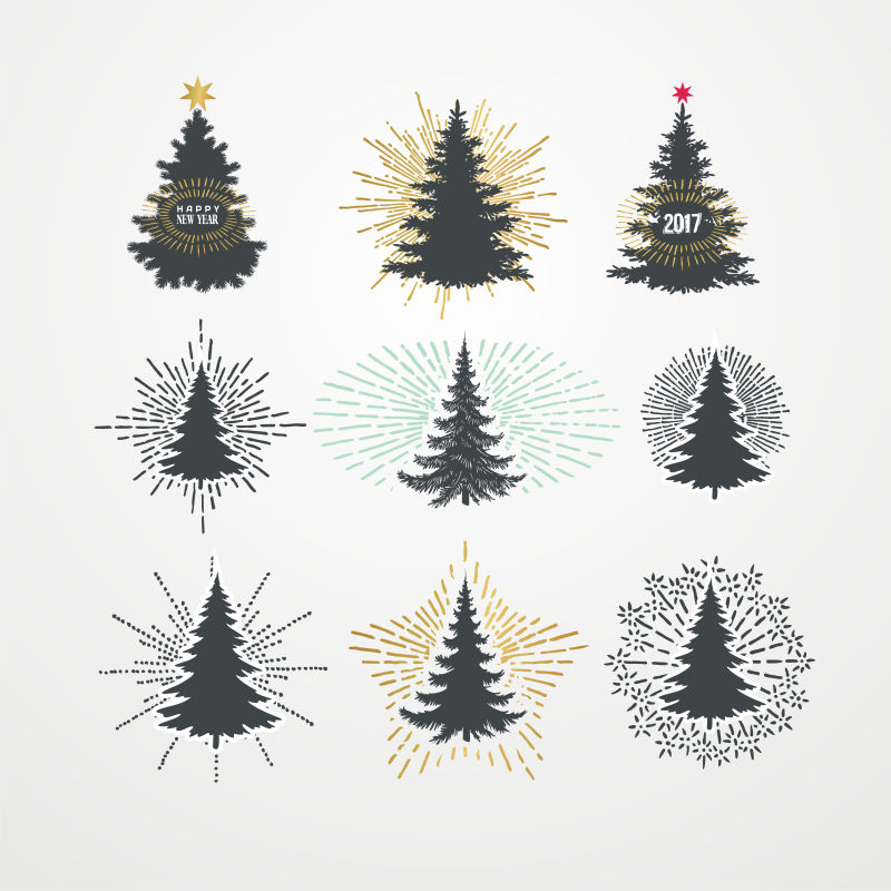 不同圣诞树矢量图