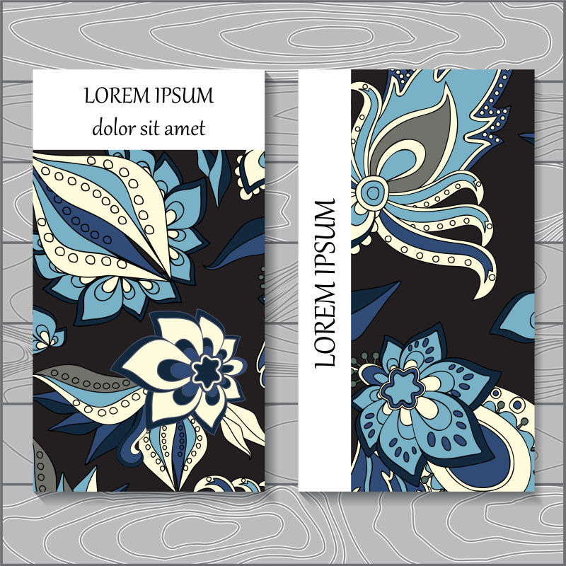创意矢量现代蓝色花卉元素的画册封面设计