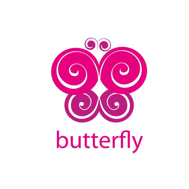 粉色和紫色的蝴蝶标志矢量创意logo设计
