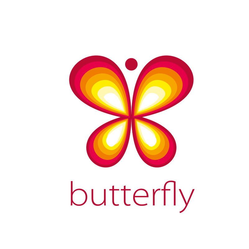 橙色和黄色的蝴蝶标志矢量创意logo设计