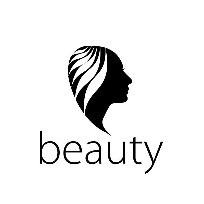 黑白色美女美发标志矢量创意logo设计